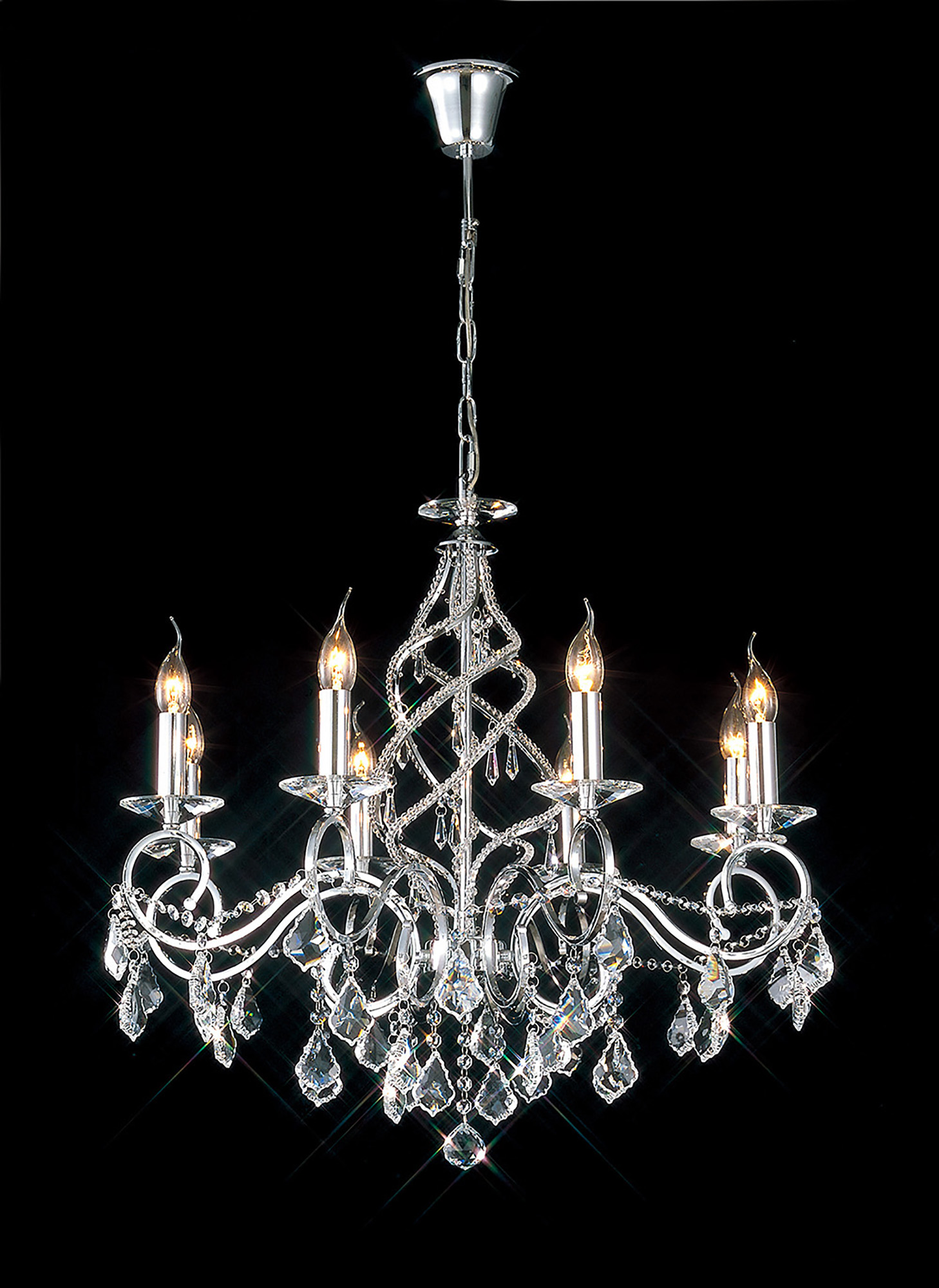 Torino Polished Chrome Crystal Ceiling Lights Diyas Multi Arm Crystal Fittings Torino Polished Chrome Crystal Ceiling Lights Diyas Multi Arm Crystal Fittings